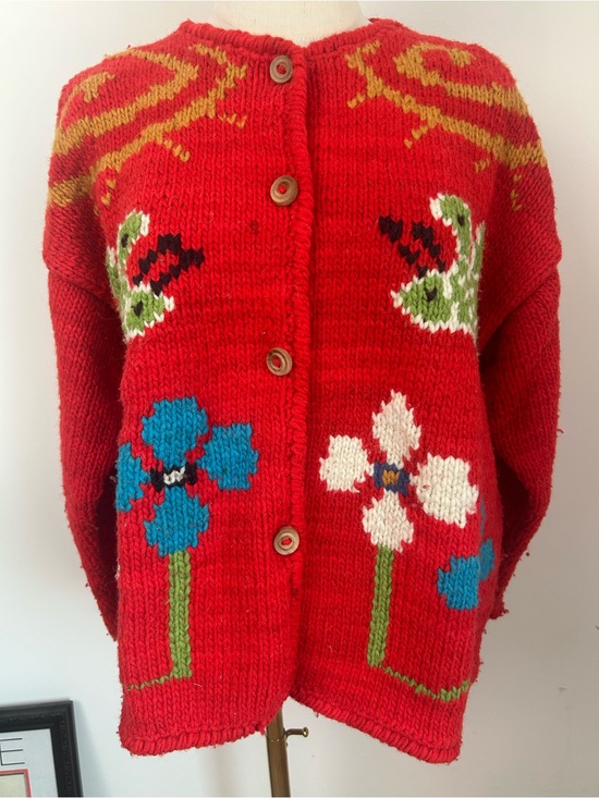 Scarlett Begonia Sweaters - VTG SCARLETT BEGONIA Knit Wool Cardigan